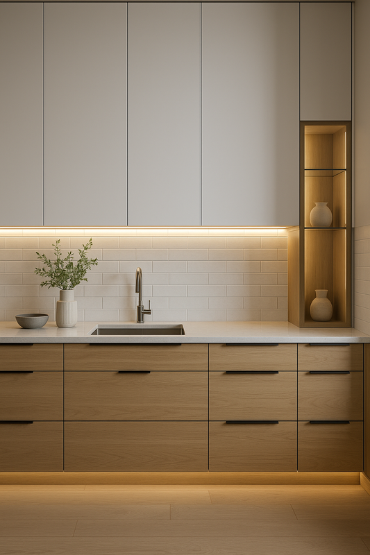 Under-Cabinet & In-Cabinet Lighting (2025 Guide): Kelvin, Lumens, and Placement That Make Cabinets Pop